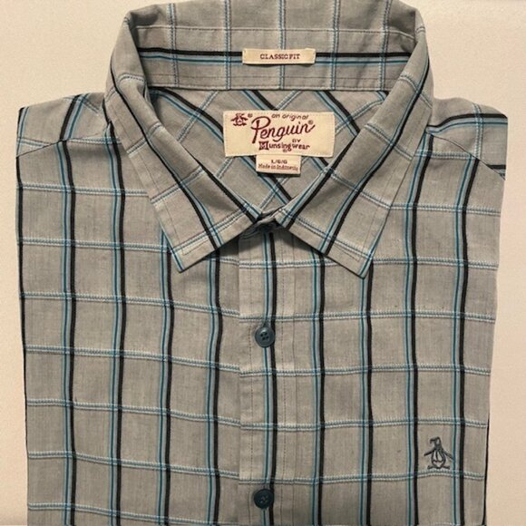 Men's‎ ORIGINAL PENGUIN button short sleeve shirt - Picture 1 of 10